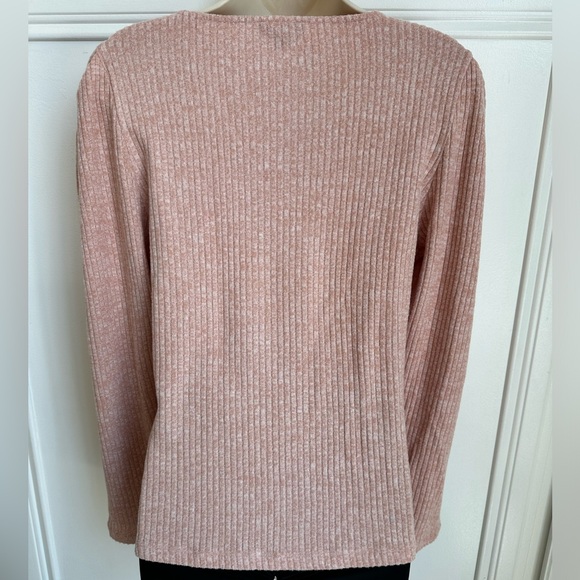 J. Crew Puff Sleeve Soft Ribbed V-neck
Sweater Top. Size Large - Picture 2 of 9